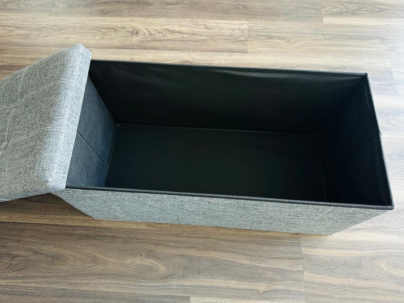 Grey Storage Ottoman Bench (Collapsible) - photo 4