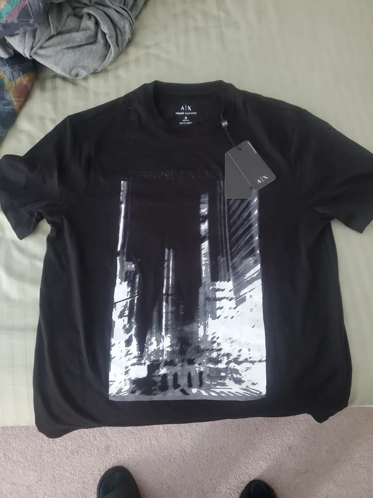 New Armani Exchange Black Graphic Tee - Size S thumbnail