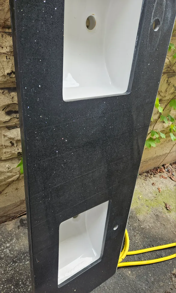 best offer. Black Granite Double Sink Vanity Top 23in by 60in image indicator(3)