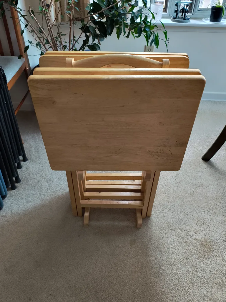 4 Wooden Folding TV Tables with Stand thumbnail