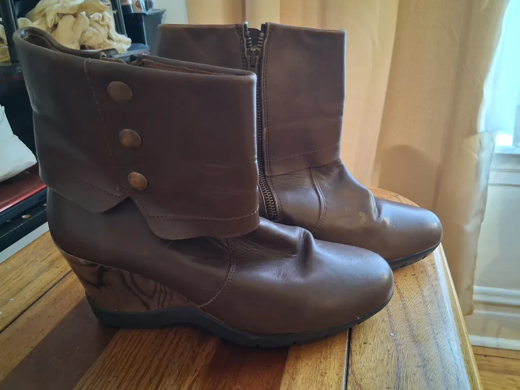 Brown Leather Wedge Ankle Boots image indicator(2)