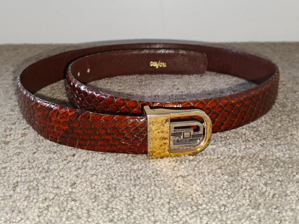 Vintage Men Animal Print Faux Snake Skin Embossed Belt - Size 35 thumbnail