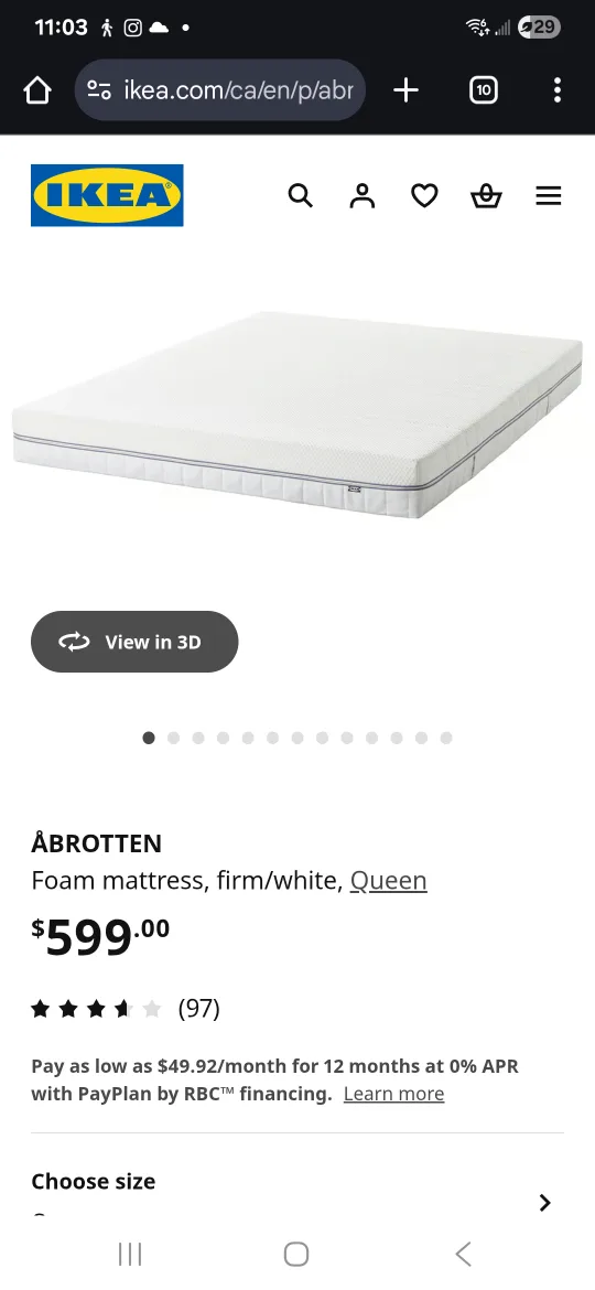 IKEA ÅBROTTEN Queen Foam Mattress - New thumbnail