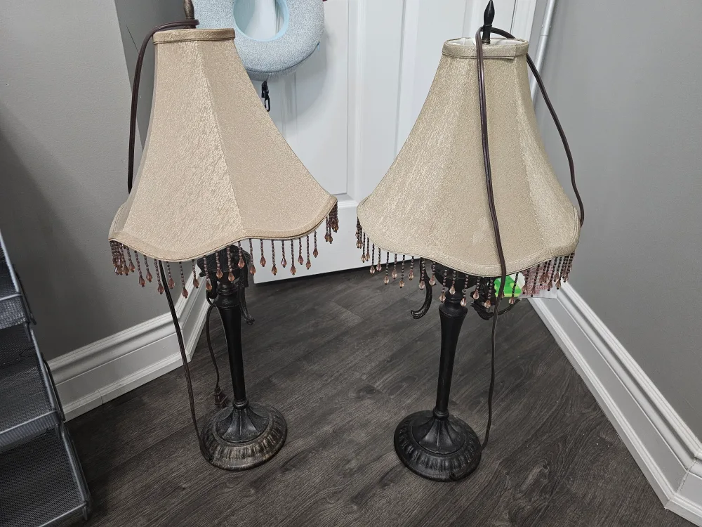 Set of 2 Table Lamps with Beaded Shades thumbnail