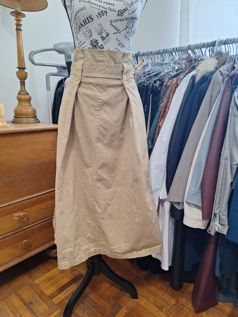 trench coat style khaki skirt - photo 3