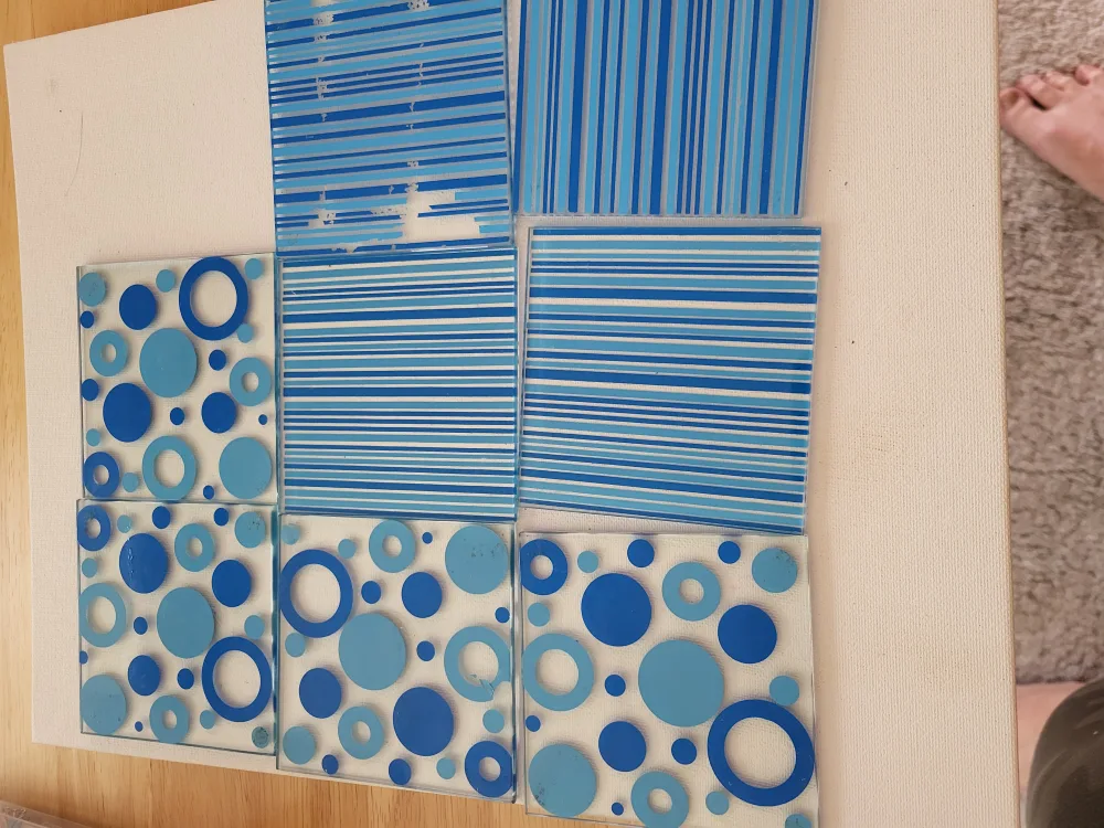 Blue Patterned Glass Coasters (Set of 8) thumbnail