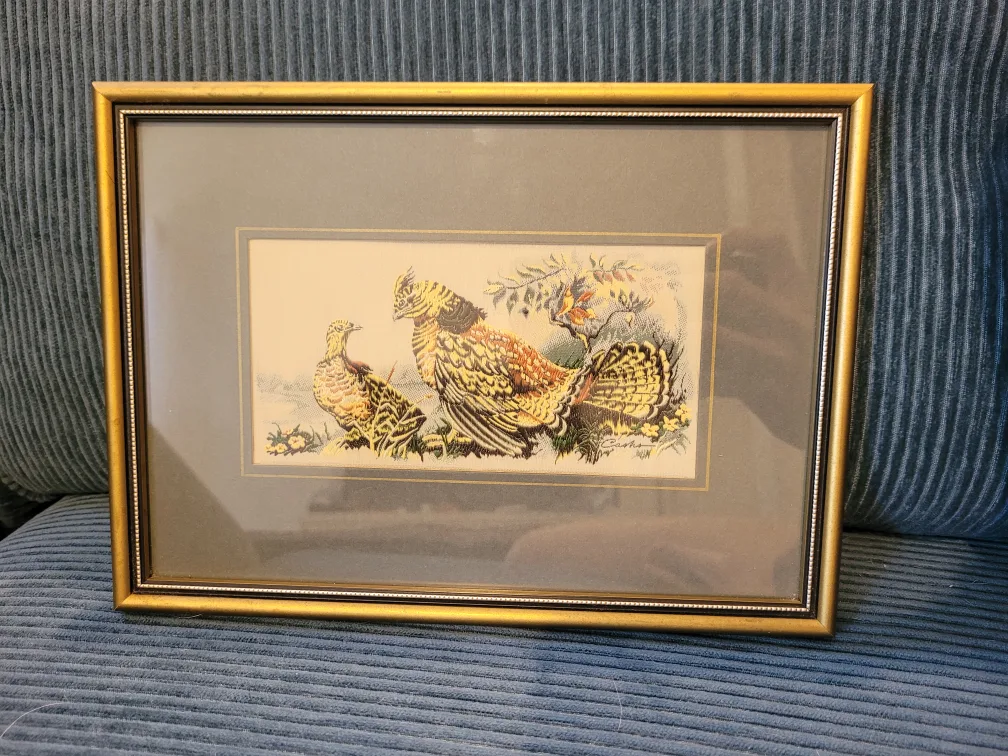 Cash's Collector vintage woven silk art tapestry of birds thumbnail
