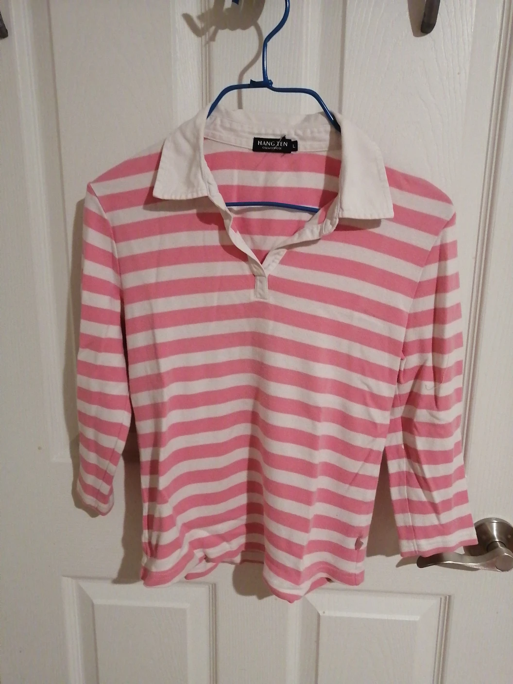 Hang Ten Pink Striped Polo Shirt - [US] Size S