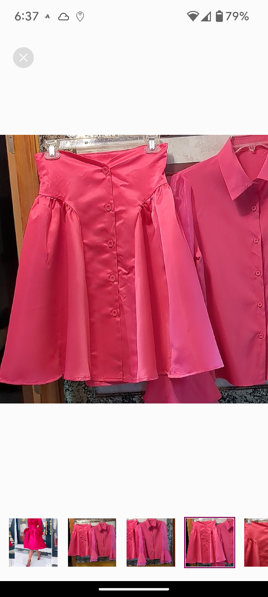 Polished Pink Blouse & Skirt Set with Sheer Sleeves - photo 4