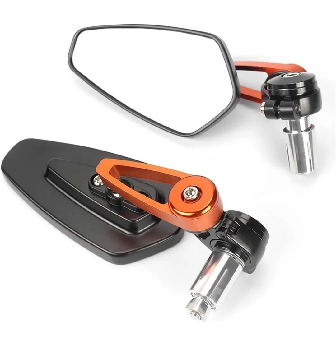 Motorcycle Bar End Mirrors 7/8" 22mm Orange CNC Rear View thumbnail