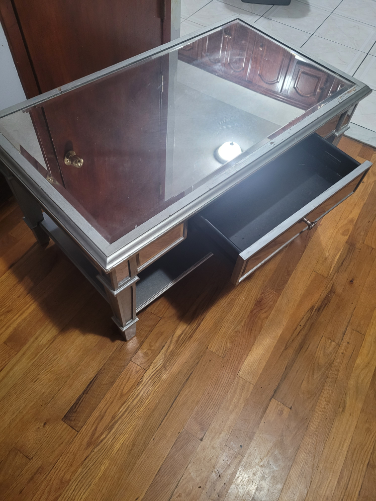 Glass Top Coffee Table with Drawer