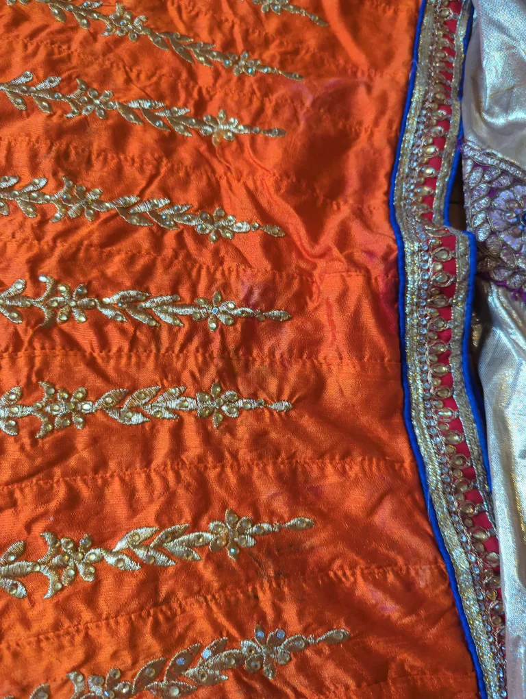 Orange Embroidered Indian Lengha image indicator(4)
