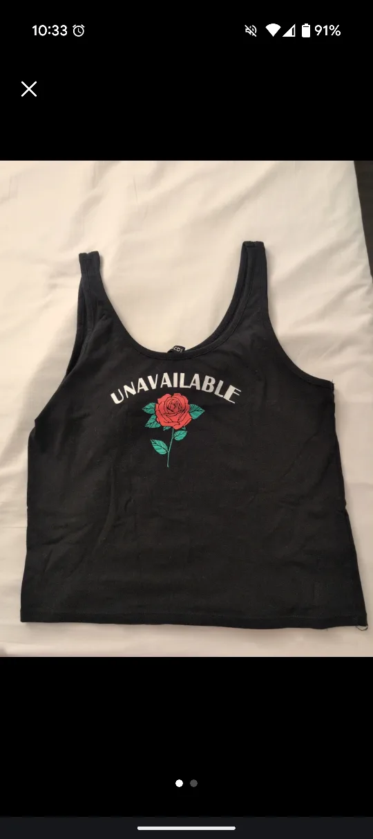 H&M Black Tank Top with Rose 🇨🇦 thumbnail
