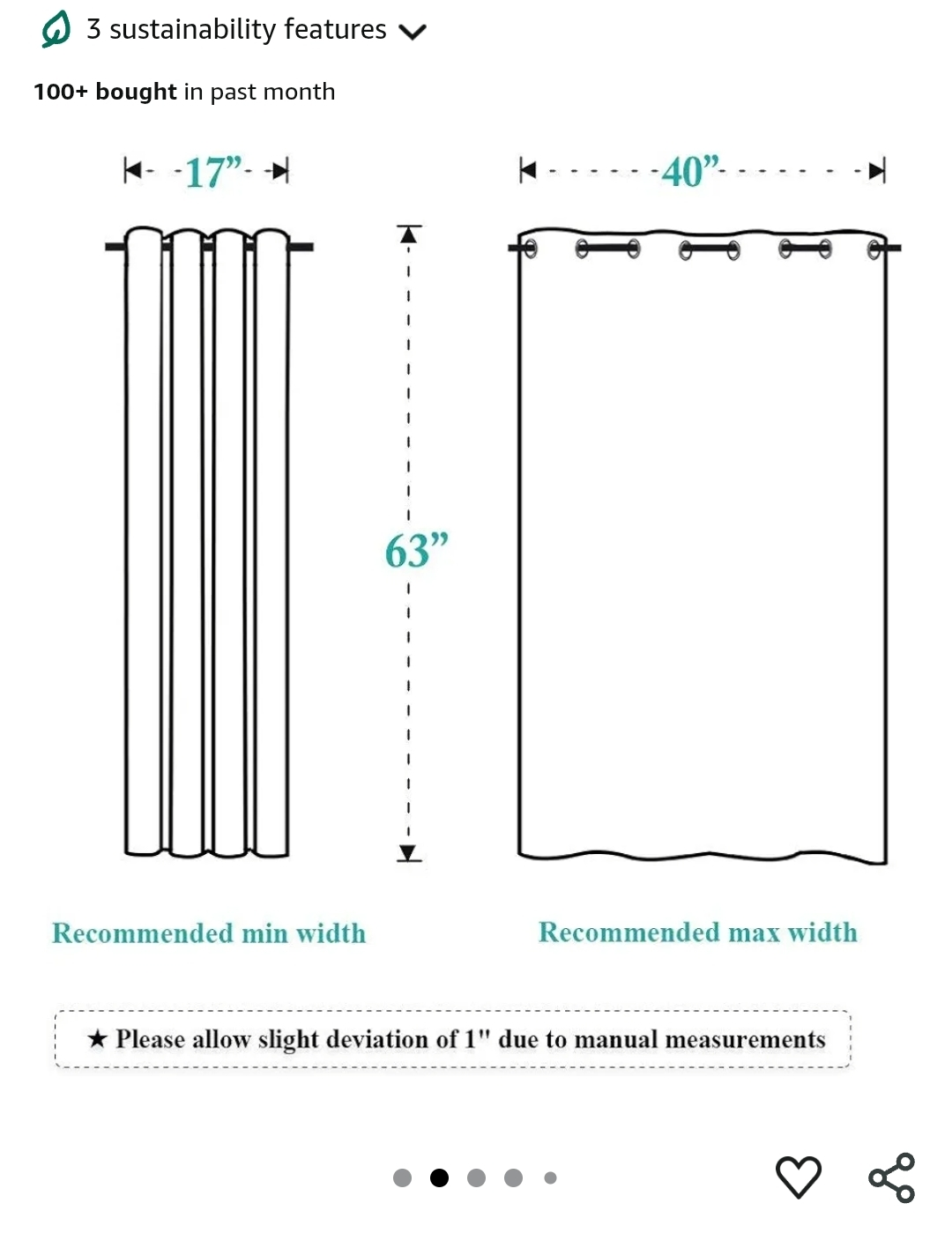 1piece, Black Out Window Curtain Panel - Black, 52" x 63" - photo 2