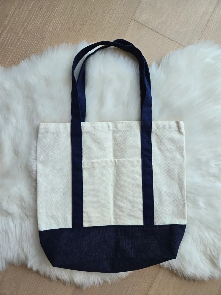 Canvas Tote Bag - Cream & Navy thumbnail