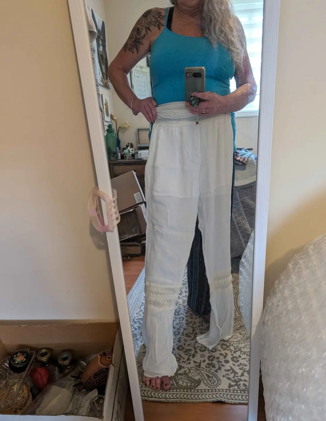 Linen & Lace flare leg summer pants ~ Petunia image indicator(9)