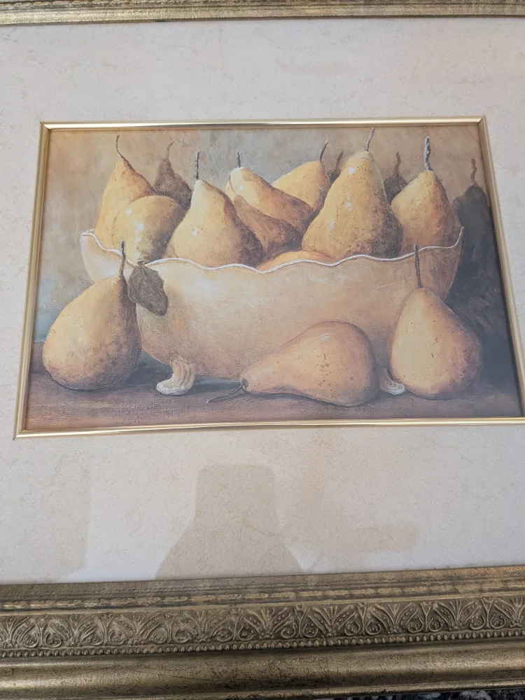 Fancy gold framed Pear Printing image indicator(2)