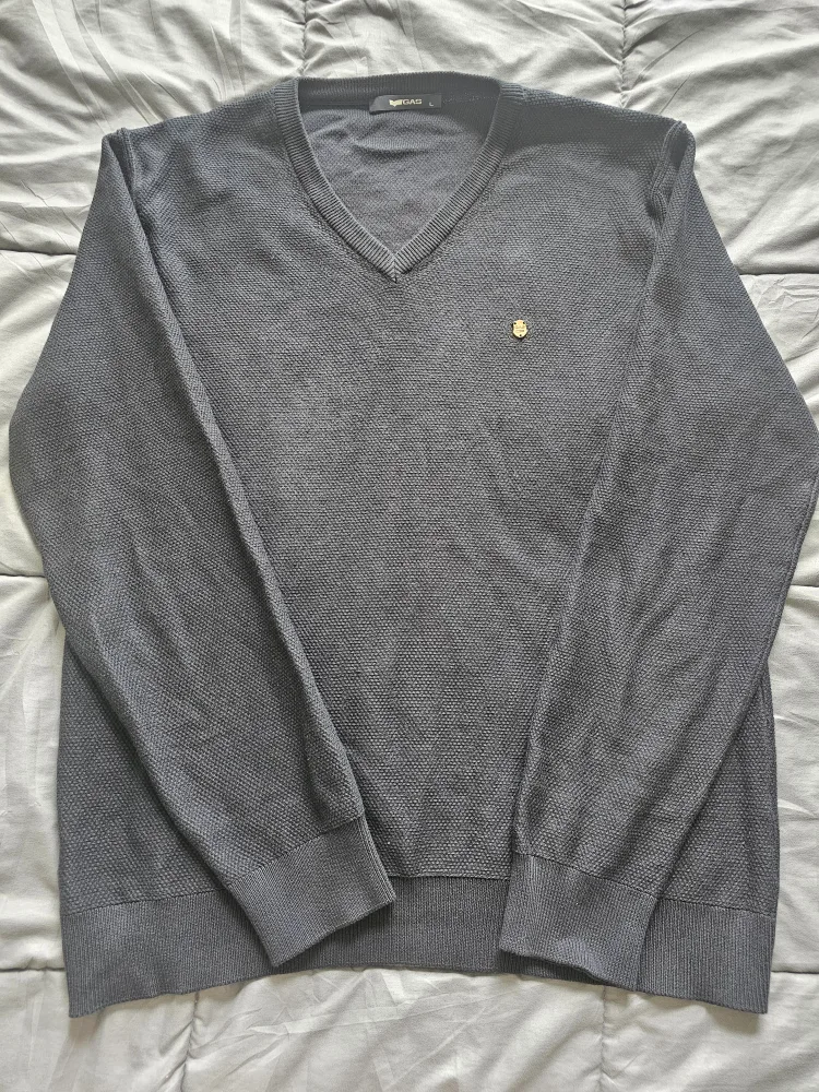 GAS Grey V-Neck Sweater, Size L thumbnail