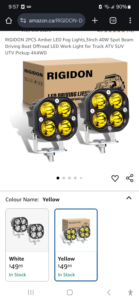 RIGIDON 2PCS 36W Amber LED Fog Lights - Yellow - photo 4