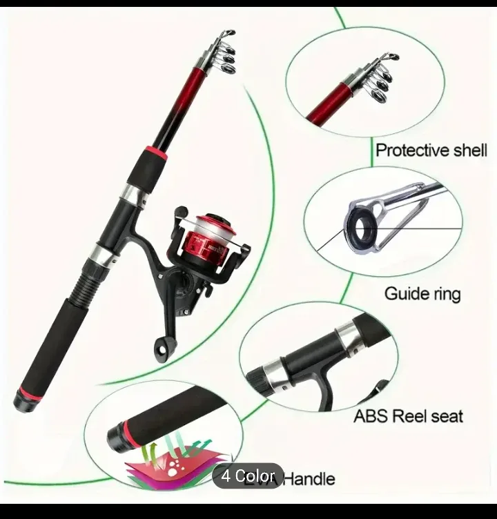 Fishing Rod Reel Baits Lures Combo, NEW, Strong Glass Steel image indicator(8)