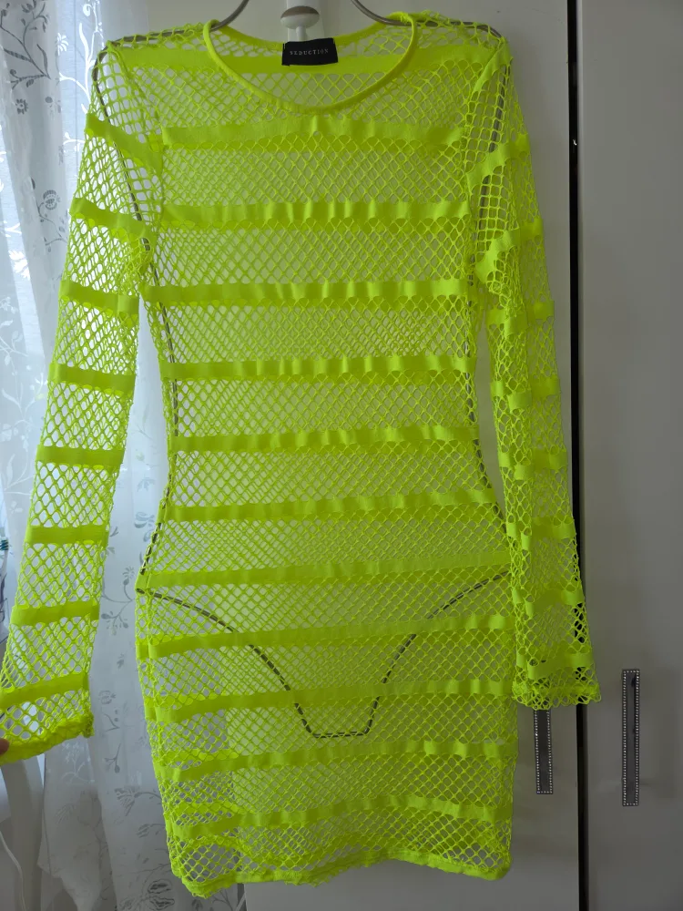 Seduction Neon Green Fishnet Dress thumbnail