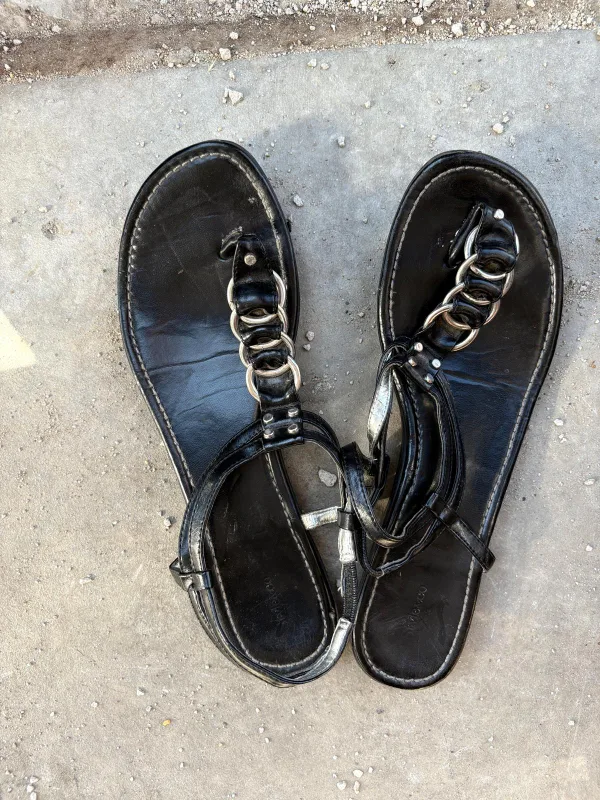 Stefano Black Thong Sandals thumbnail