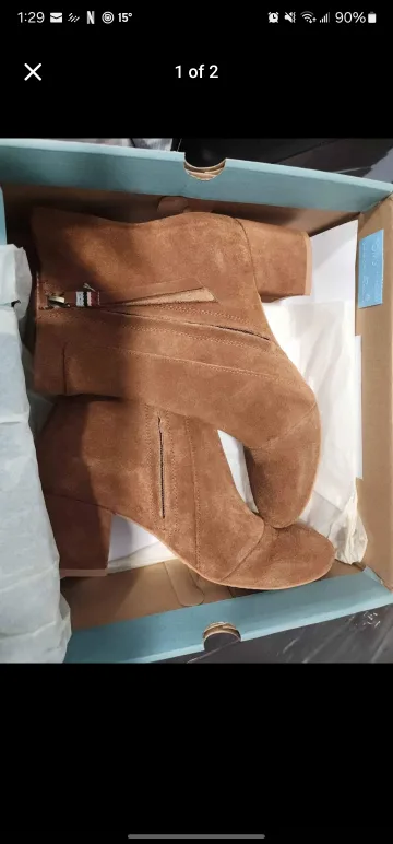 TOMS Brown Suede Heeled Ankle Boots, Size 8 image indicator(2)