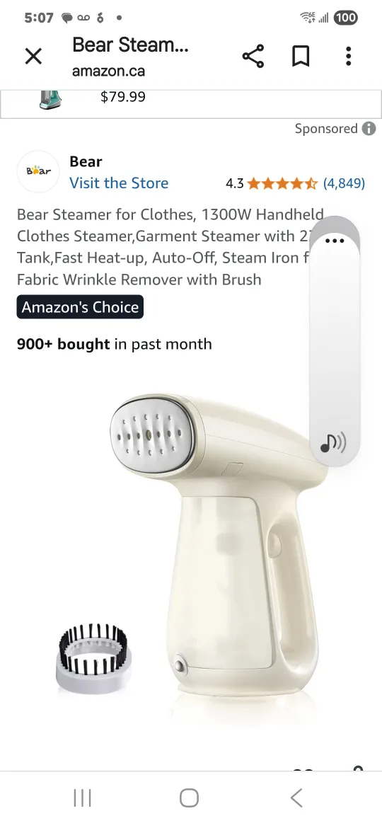 Bear Garment Steamer - Light Yellow thumbnail