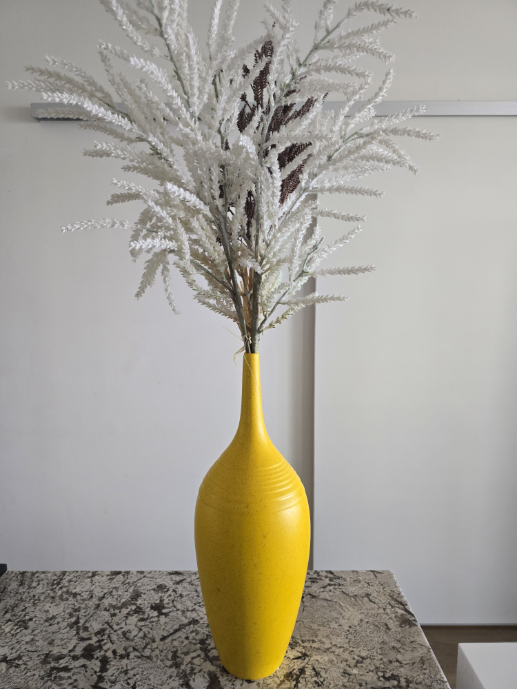 Yellow Vase with Pampas