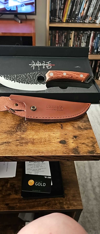 Handmade Forged Kitchen Cleaver Knife with Sheath