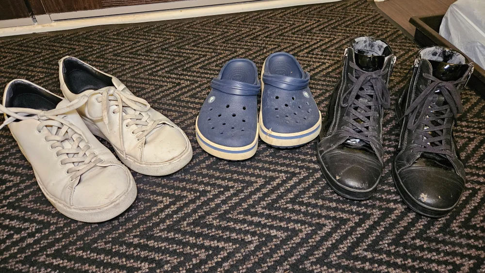 Mixed Shoe Lot: ZARA Sneakers, Crocs, Black Boots thumbnail