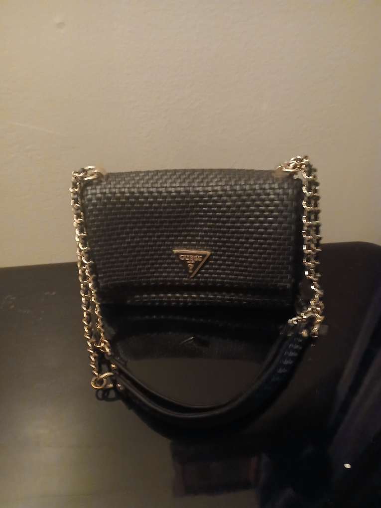 Guess Black Woven Crossbody Bag