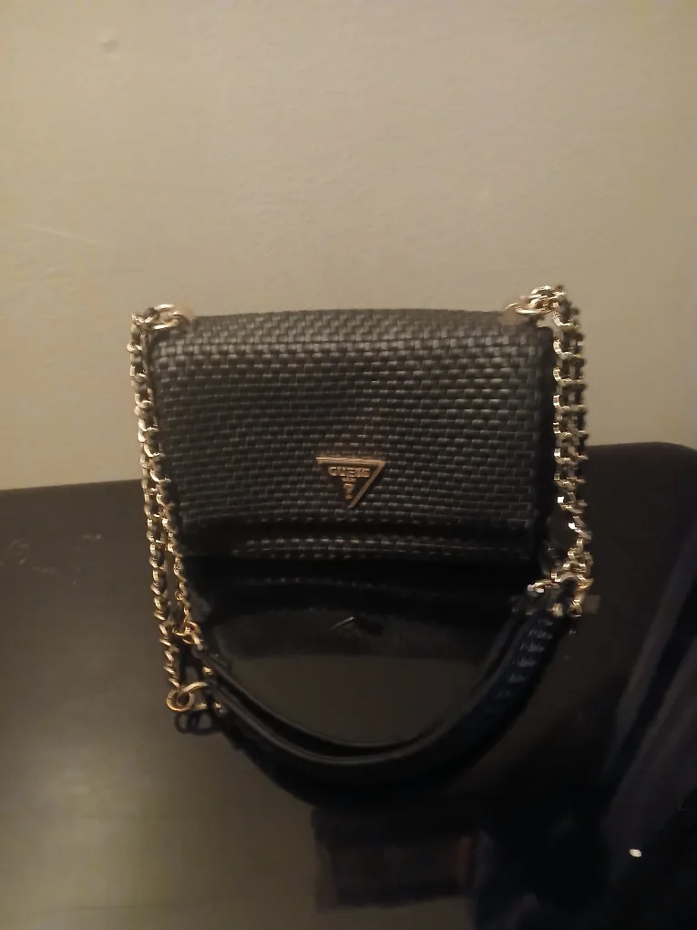 Guess Black Woven Crossbody Bag thumbnail