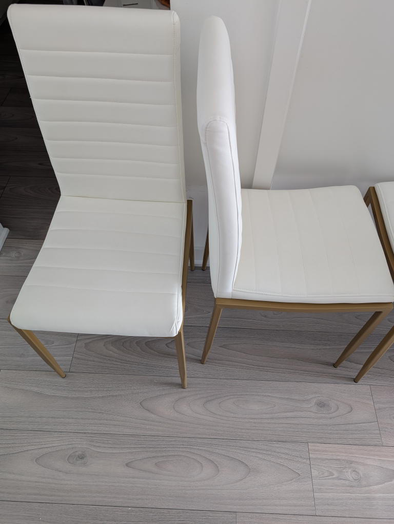 Set of 4 White Faux Leather Dining Chairs - photo 4