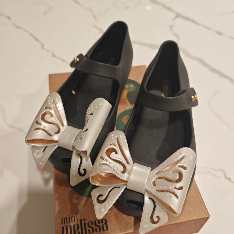 New  Mini Melissa Black Bow Flats - Size 10 US - photo 5