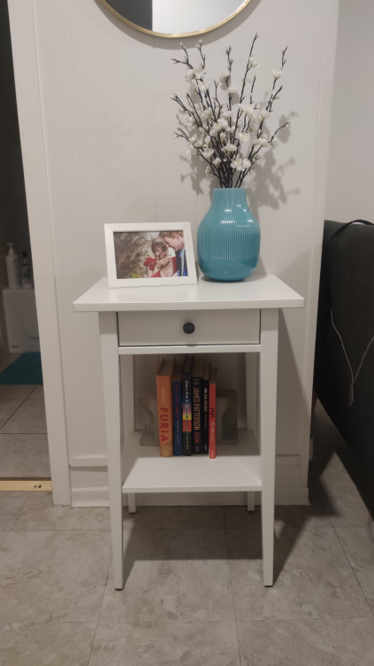 White Nightstand with Drawer - photo 2