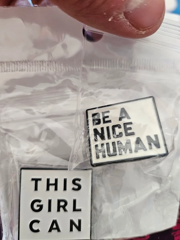 Enamel Pins: "Be A Nice Human" & "This Girl Can" thumbnail