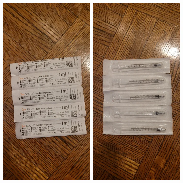 5 sealed SOL-M Luer Lock Syringes (1ml) 🇨🇦🍁 thumbnail