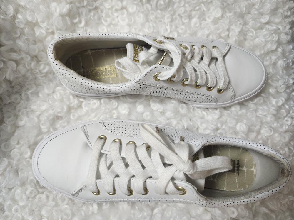 Keds Women's Sz 8 Jump Kick Leather White/Gold Sneakers - photo 5
