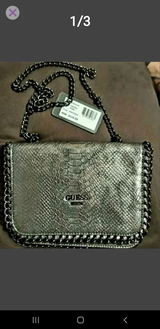 Guess Silver Snakeskin Shoulder Bag thumbnail