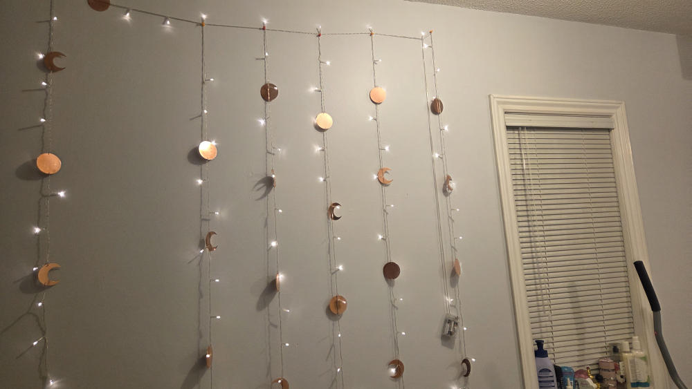 Moon Phase String Lights - Copper