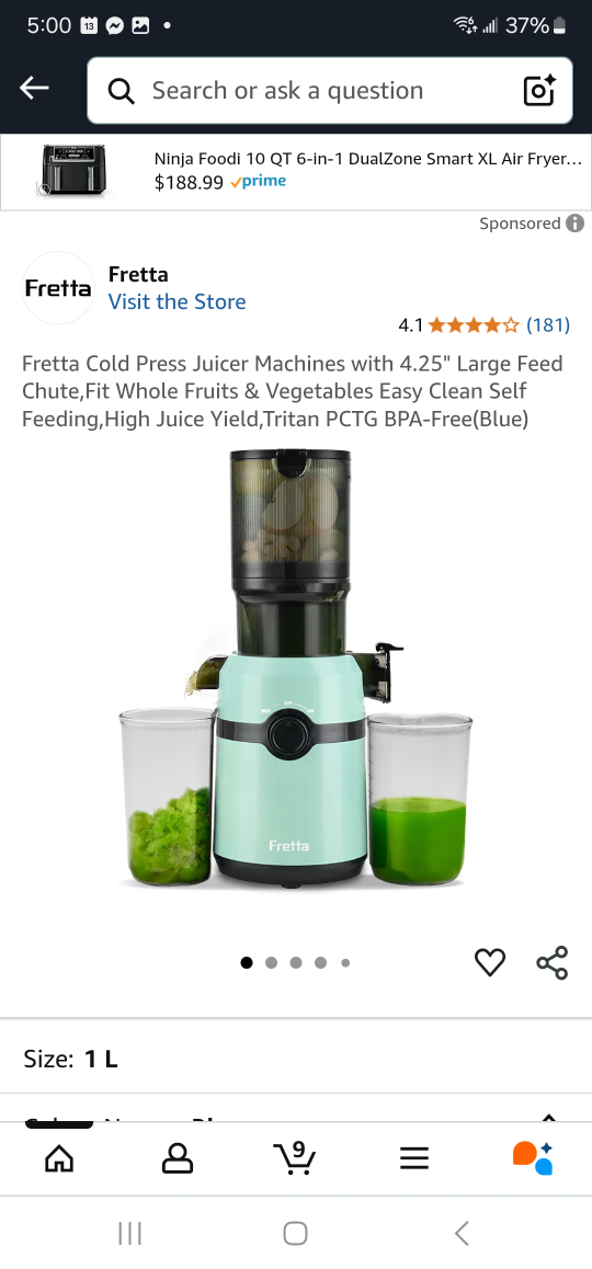 Fretta Cold Press Juicer - 1L Capacity - photo 2