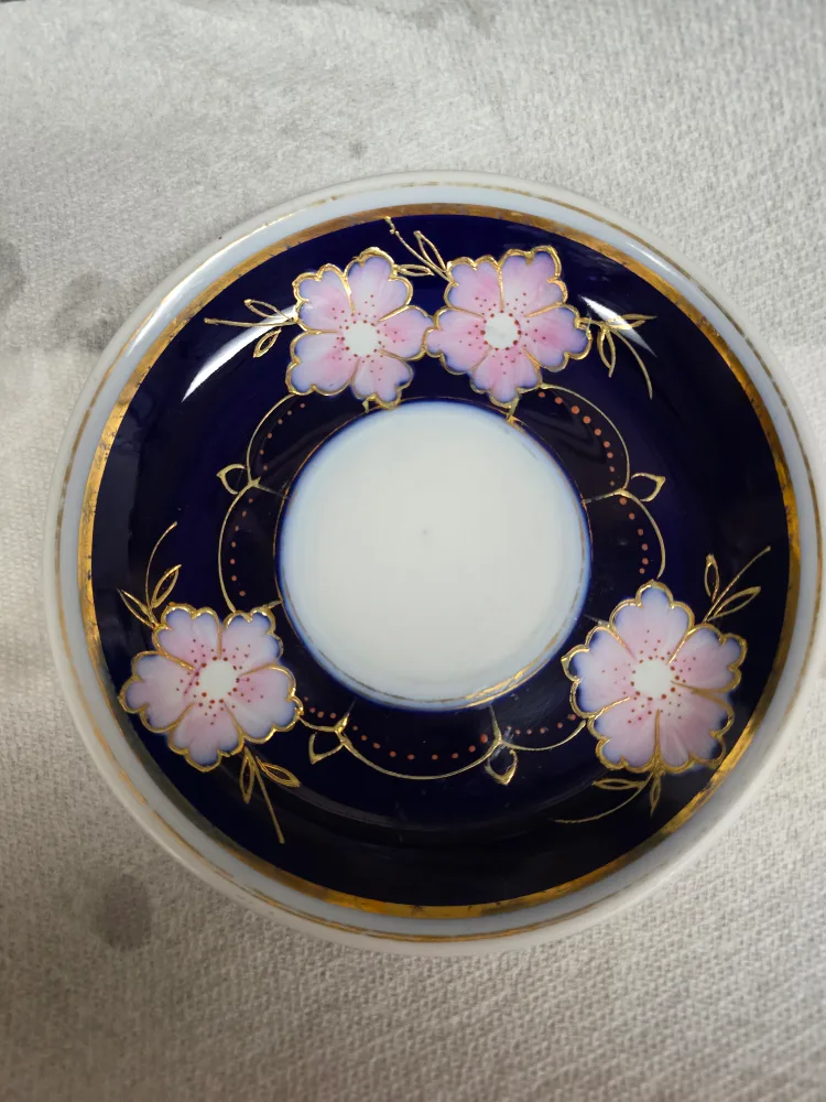 Vintage small Cobalt Floral Plate from 1970 th thumbnail