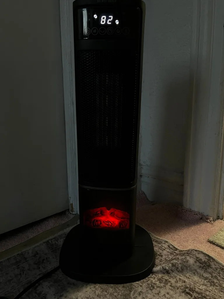 Black Electric Tower Heater with Flame Effect thumbnail