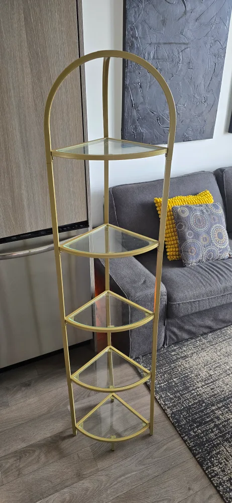 Gold Metal & Glass Corner / PlantShelf thumbnail