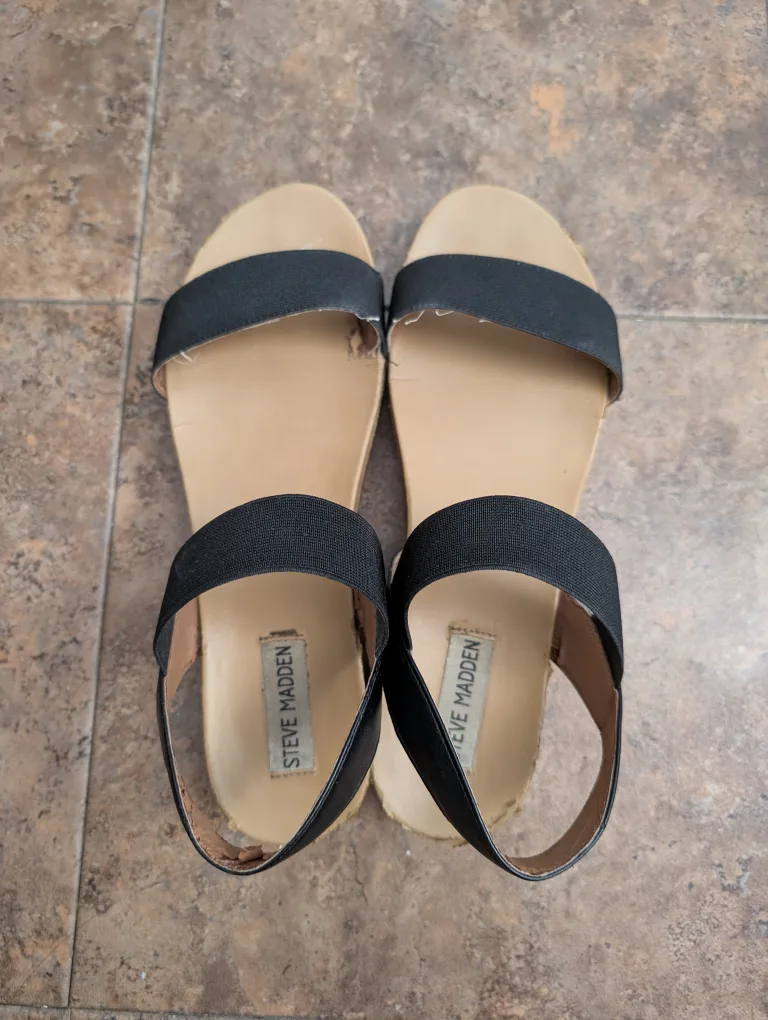 Steve Madden Black Espadrille Sandals Size 9.5/10 for summer thumbnail