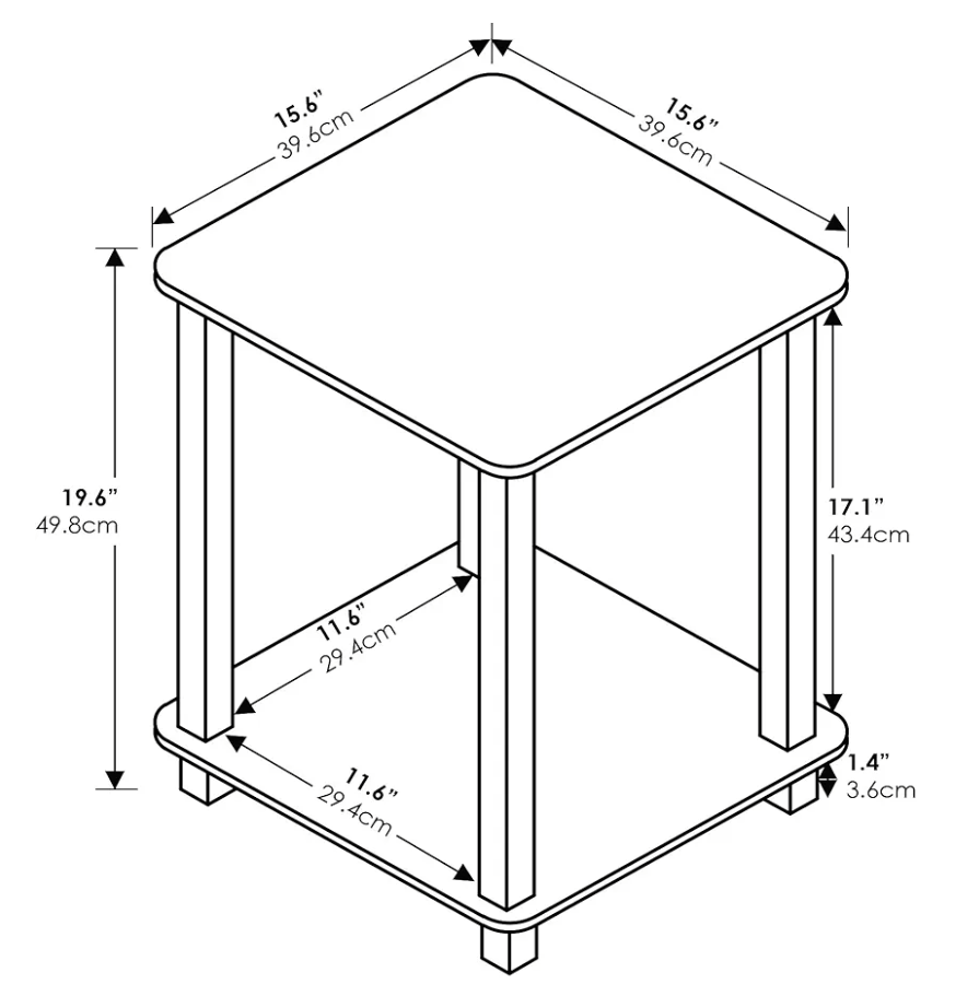 2x Wood End Table Nightstand, 15.6"x15.6"x19.6" - photo 4