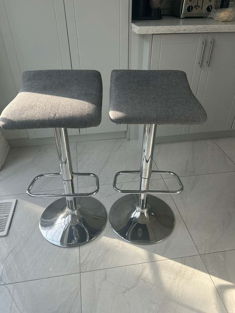 Grey Adjustable Height Bar Stools (Set of 2)