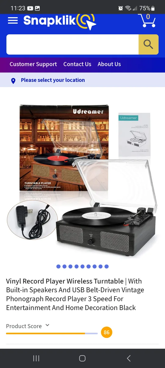Udreamer Vintage Record Player - black  brand new in box image indicator(3)