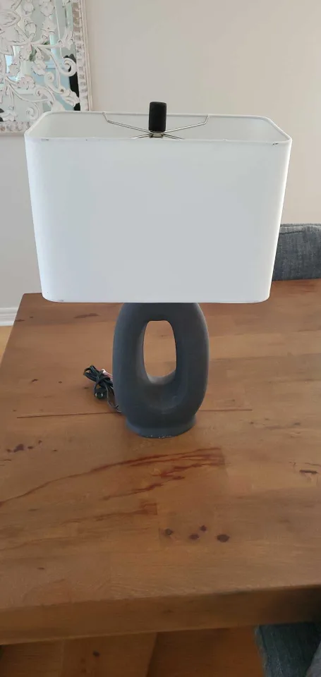Modern Black Table Lamp with White Shade thumbnail
